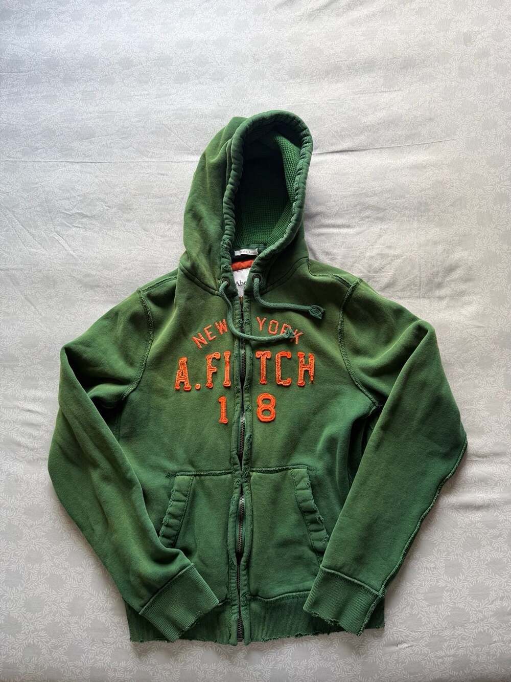 Vintage Y2K Abercrombie & Fitch Hoodie XXL Green Distressed Muscle FitWaffleHood